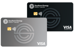 Two credit cards overlapping each other